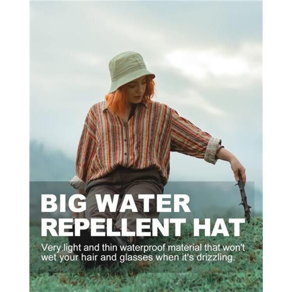 Oversize XXL Quick Dry Bucket Sun Hat,Water Repellent Fisherman Hats,Lightweight - Picture 4 of 7